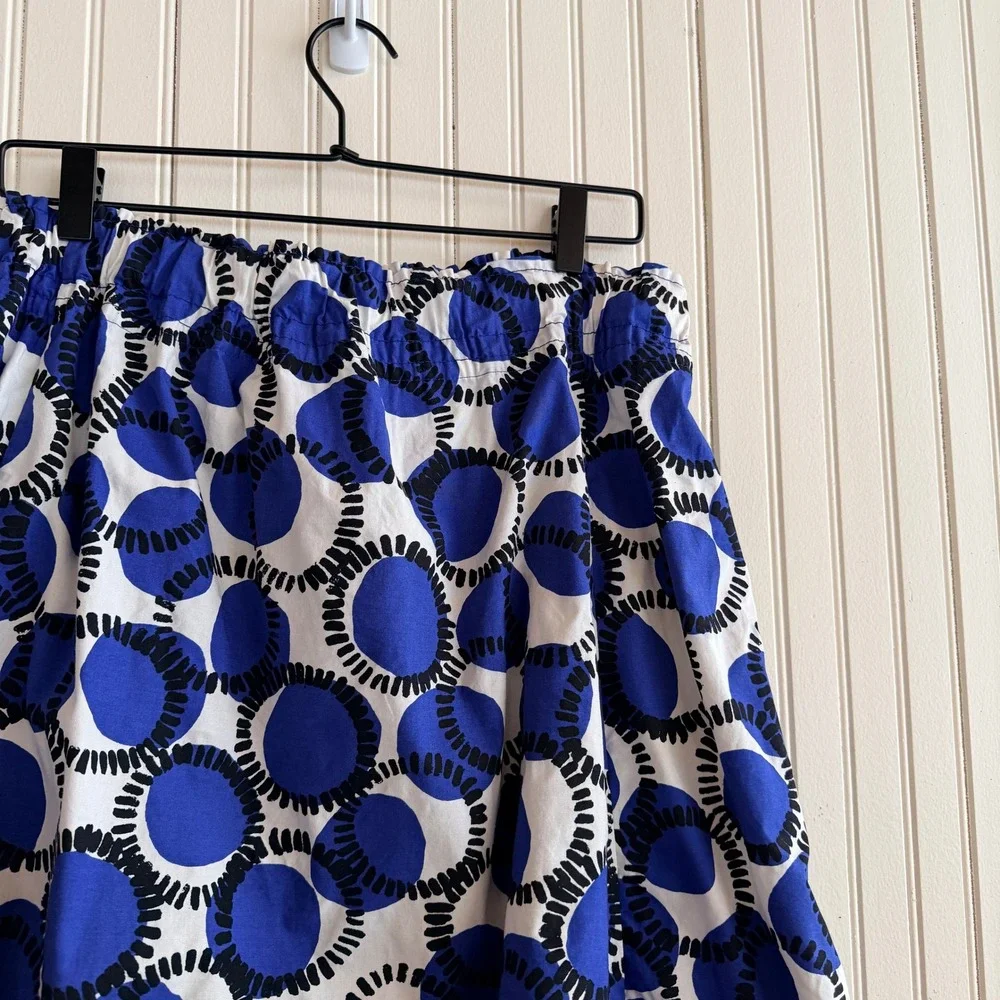 Kate Spade New York A-line Midi Geometric Blue White Modern Chic Skirt -Size‎ 6-